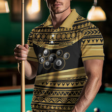 Load image into Gallery viewer, Gold Tribal 8 Ball Pool Shirts Men Billiard Polo &amp; 1/4 Zip Shirt Custom Pool Billiard Team Jerseys NYN2971