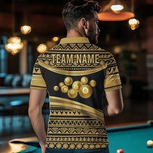 Load image into Gallery viewer, Gold Tribal 8 Ball Pool Shirts Men Billiard Polo &amp; 1/4 Zip Shirt Custom Pool Billiard Team Jerseys NYN2971
