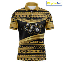 Load image into Gallery viewer, Gold Tribal 8 Ball Pool Shirts Men Billiard Polo &amp; 1/4 Zip Shirt Custom Pool Billiard Team Jerseys NYN2971