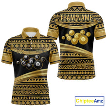 Load image into Gallery viewer, Gold Tribal 8 Ball Pool Shirts Men Billiard Polo &amp; 1/4 Zip Shirt Custom Pool Billiard Team Jerseys NYN2971