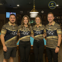 Load image into Gallery viewer, Gold Tribal 8 Ball Pool Shirts Men Billiard Polo &amp; 1/4 Zip Shirt Custom Pool Billiard Team Jerseys NYN2971