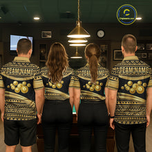 Load image into Gallery viewer, Gold Tribal 8 Ball Pool Shirts Men Billiard Polo &amp; 1/4 Zip Shirt Custom Pool Billiard Team Jerseys NYN2971