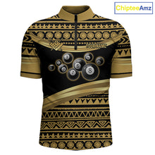 Load image into Gallery viewer, Gold Tribal 8 Ball Pool Shirts Men Billiard Polo &amp; 1/4 Zip Shirt Custom Pool Billiard Team Jerseys NYN2971