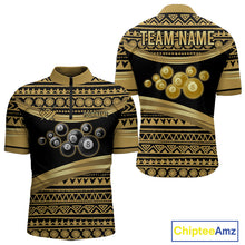 Load image into Gallery viewer, Gold Tribal 8 Ball Pool Shirts Men Billiard Polo &amp; 1/4 Zip Shirt Custom Pool Billiard Team Jerseys NYN2971