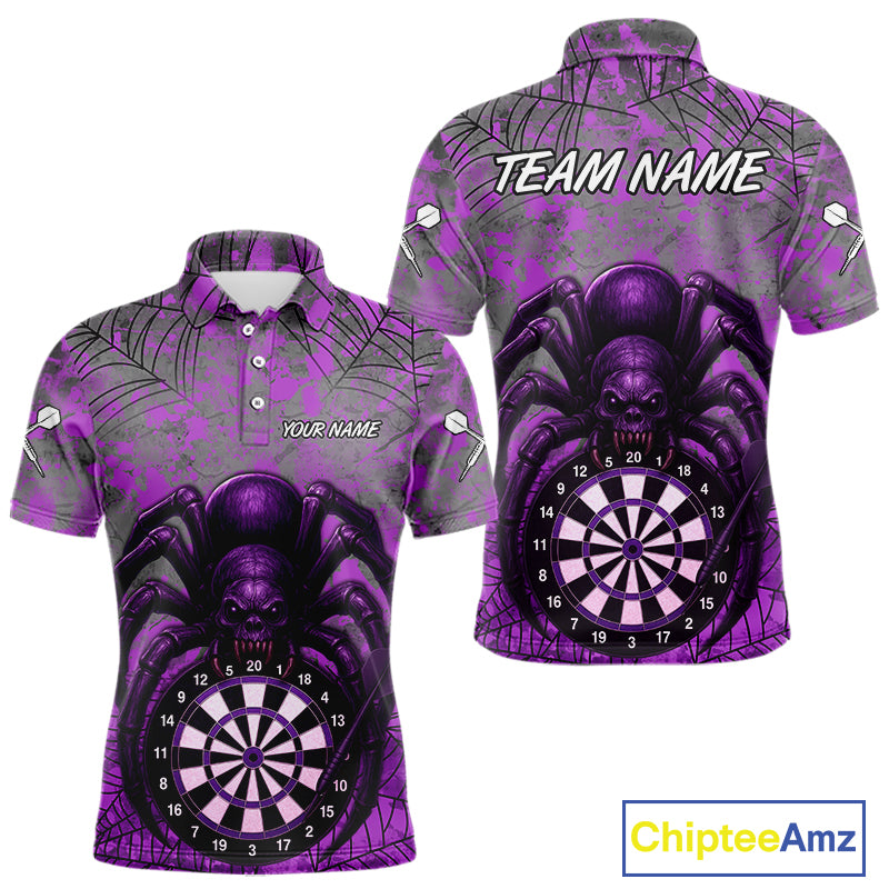 Mauve Skull Spider & Dartboard Darts Shirt For Men - Custom Name & Team Option NYN0394