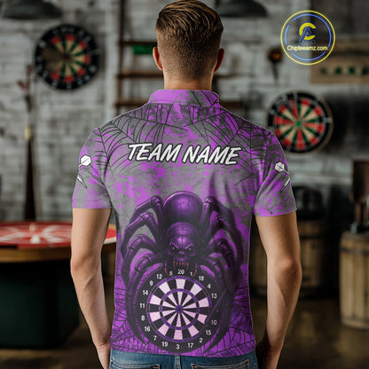 Mauve Skull Spider & Dartboard Darts Shirt For Men - Custom Name & Team Option NYN0394