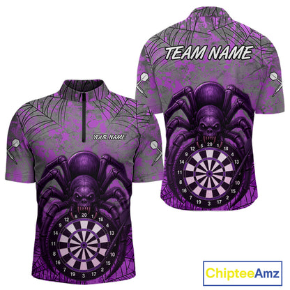 Mauve Skull Spider & Dartboard Darts Shirt For Men - Custom Name & Team Option NYN0394