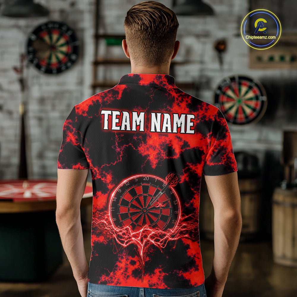 Thunder & Lightning Red Dartboard Darts Shirt Custom Team Shirt For Men, Gift For Darts Players NYN3363