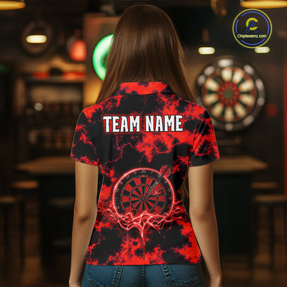Thunder & Lightning Red Dartboard Darts Shirt Custom Team Shirt For Women, Gift For Darts Players NYN3363