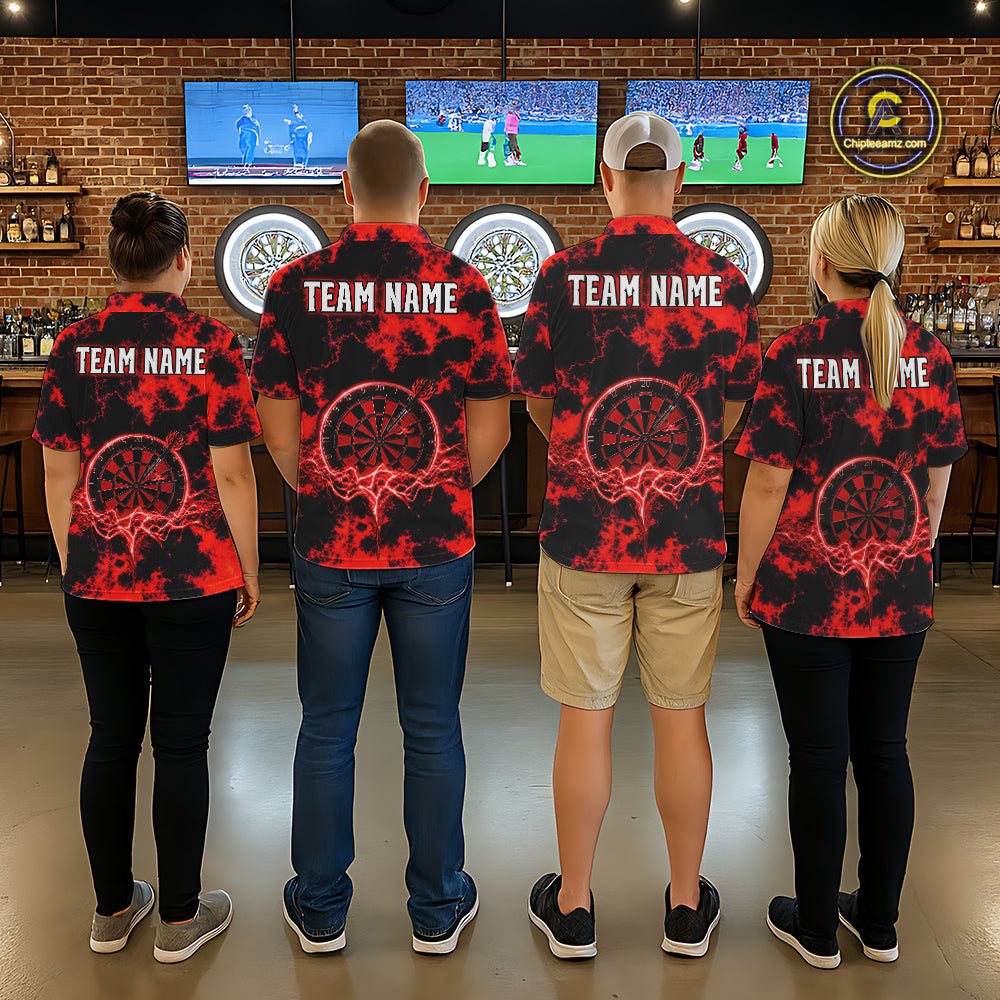 Thunder & Lightning Red Dartboard Darts Shirt Custom Team Shirt For Men, Gift For Darts Players NYN3363