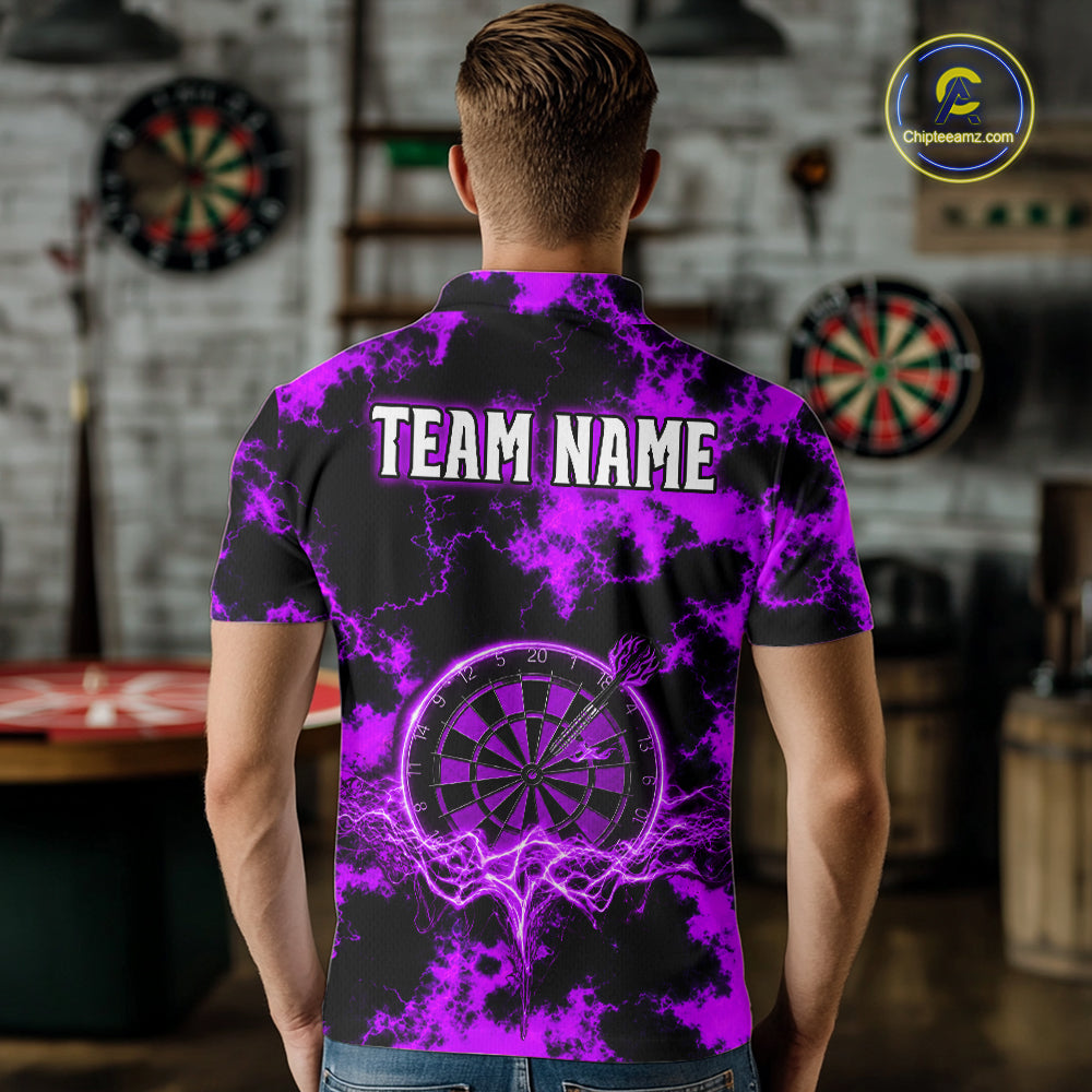 Thunder & Lightning Purple Dartboard Darts Shirt Custom Team Shirt For Men, Gift For Darts Players NYN3364