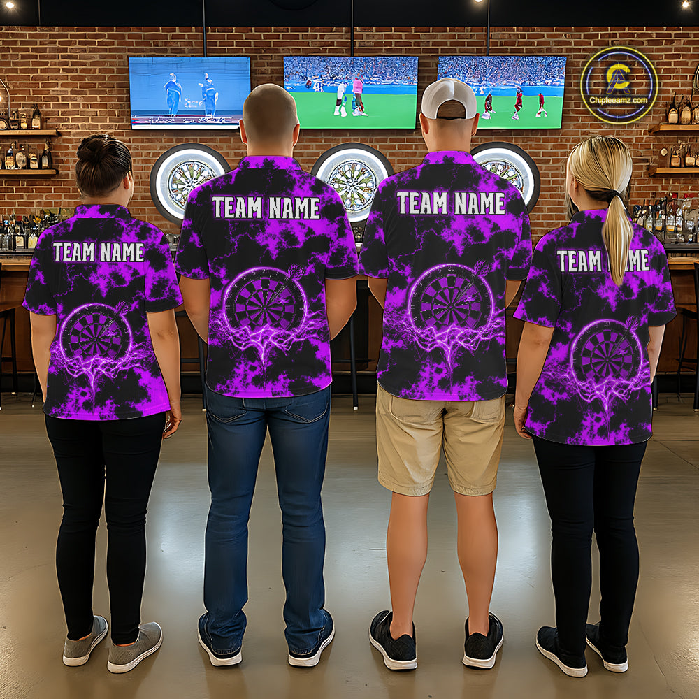 Thunder & Lightning Purple Dartboard Darts Shirt Custom Team Shirt For Men, Gift For Darts Players NYN3364