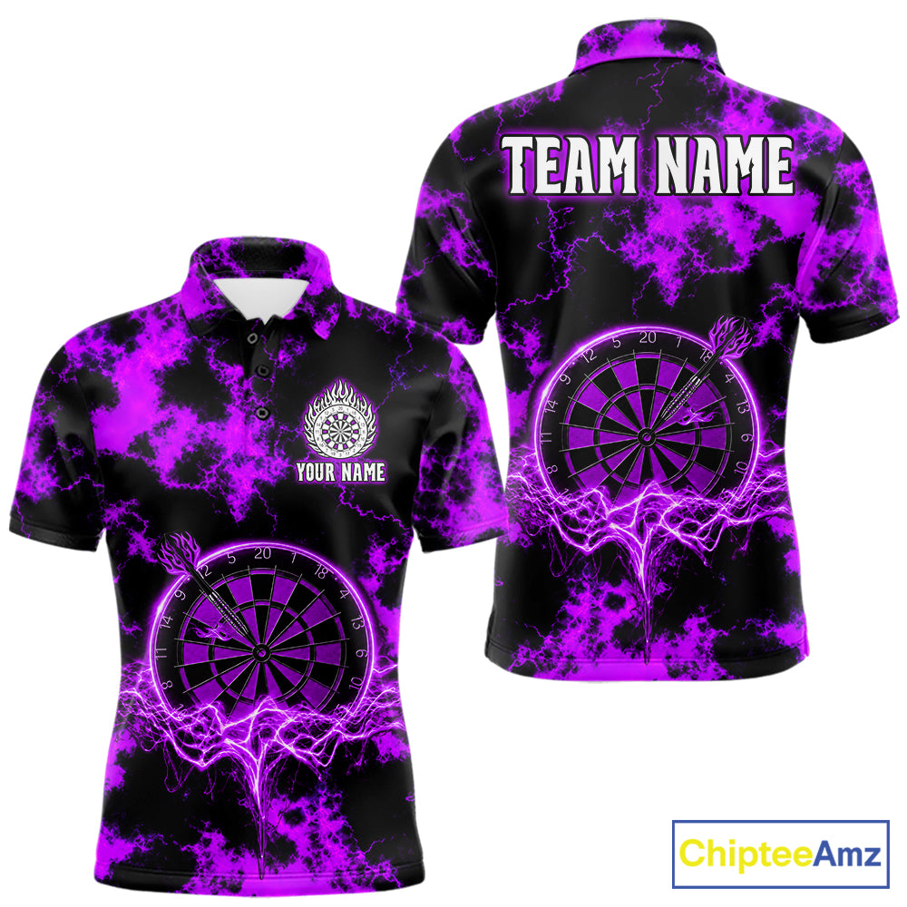 Thunder lightning blue dartboard darts shirt for men custom team shirt