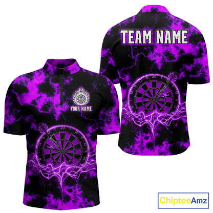 Thunder lightning blue dartboard darts shirt for men custom team shirt