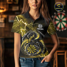Load image into Gallery viewer, Personalized Women Dragon Dart Polo 1/4-Zip Shirt Custom Name Team Thunder Dragon Dart Jersey | Yellow NYN3369