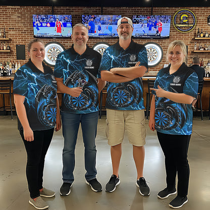 Personalized Men Dragon Dart Polo 1/4-Zip Shirt Custom Name Team Thunder Dragon Dart Jersey | Blue NYN3370