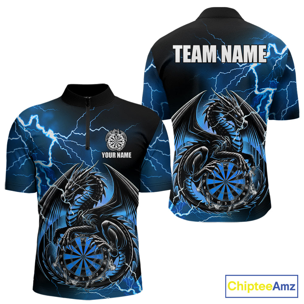Personalized blue thunder dragon dart polo shirt for men custom team jersey