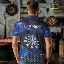 Load image into Gallery viewer, Flaming Dartboard &amp; Dart Arrows Blue Darts Shirt For Men - Custom Name &amp; Team Jersey NYN0668