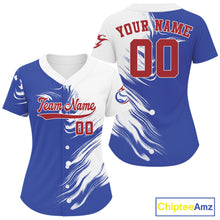 Load image into Gallery viewer, Women's Blue And White Baseball Jersey Personalized Outfits Baseball Shirt For Newborns NYN0883