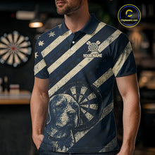 Load image into Gallery viewer, Custom Blue Grunge Dog Dartboard Darts Jersey For Men Outfit Patriotic Dart Team Jersey  NYN1276
