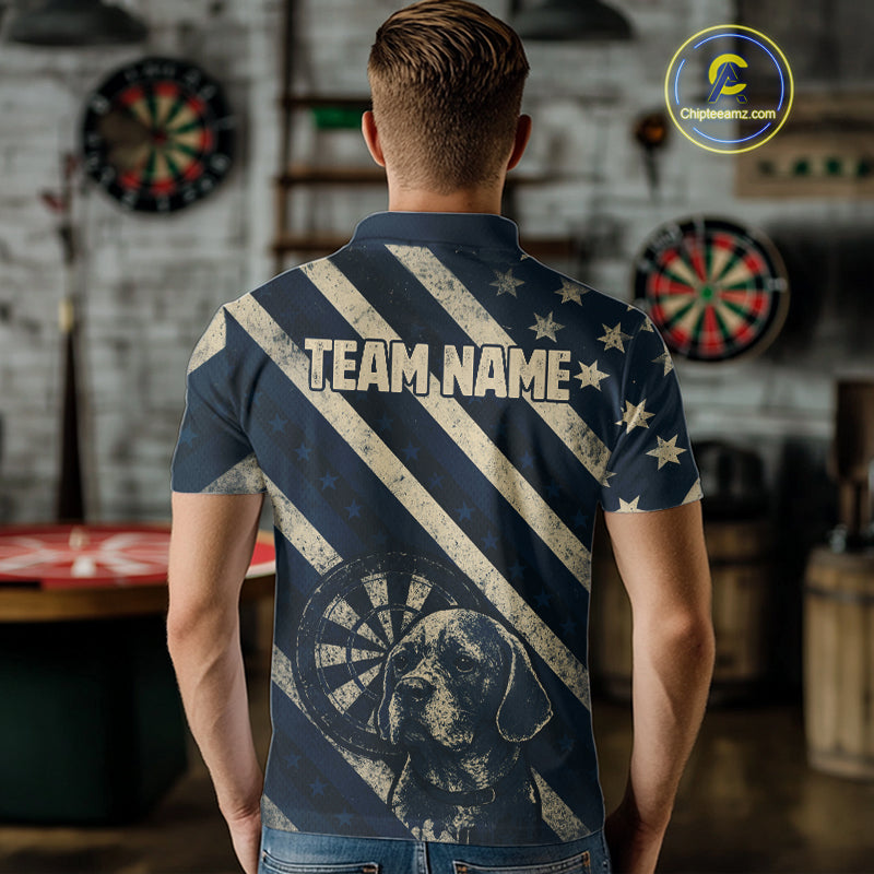 Custom Blue Grunge Dog Dartboard Darts Jersey For Men Outfit Patriotic Dart Team Jersey  NYN1276