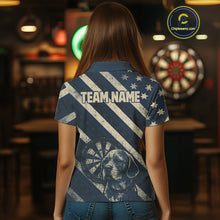 Load image into Gallery viewer, Custom Blue Grunge Dog Dartboard Darts Jersey For Women Outfit Patriotic Dart Team Jersey  NYN1276