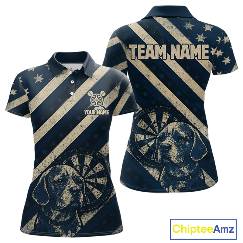 Custom Blue Grunge Dog Dartboard Darts Jersey For Women Outfit Patriotic Dart Team Jersey  NYN1276