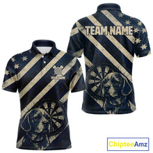 Load image into Gallery viewer, Custom Blue Grunge Dog Dartboard Darts Jersey For Men Outfit Patriotic Dart Team Jersey  NYN1276