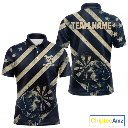 Custom Blue Grunge Dog Dartboard Darts Jersey For Men Outfit Patriotic Dart Team Jersey  NYN1276