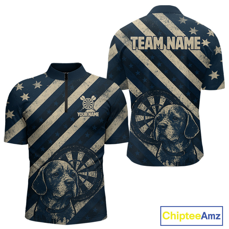Custom Blue Grunge Dog Dartboard Darts Jersey For Men Outfit Patriotic Dart Team Jersey  NYN1276
