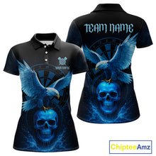 Load image into Gallery viewer, Custom Blue Skull Eagle Dartboard Darts Shirt For Women Personalized Dart Team Jersey  NYN1277