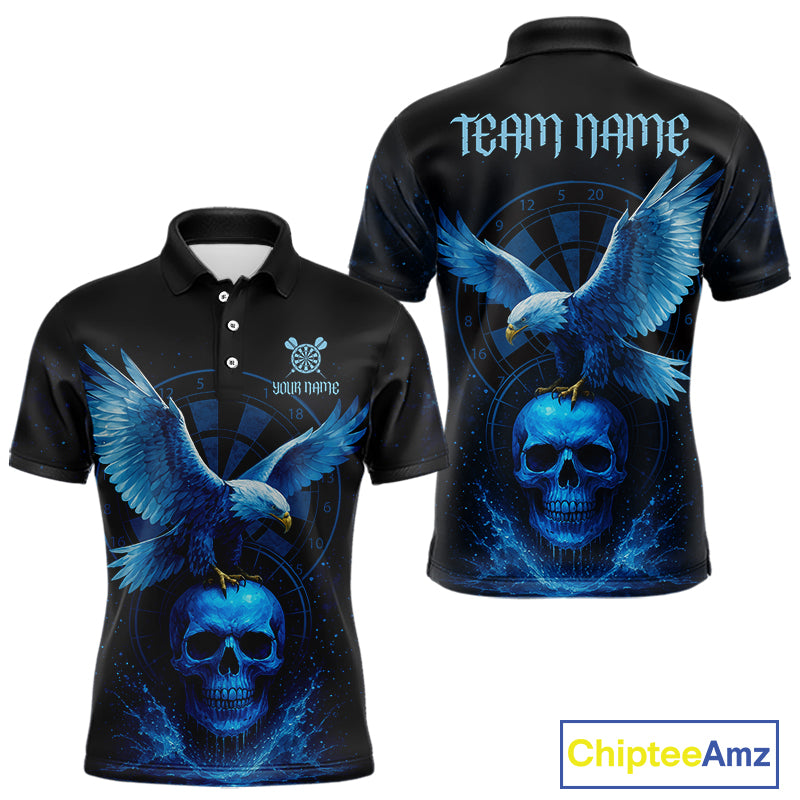 Custom Blue Skull Eagle Dartboard Darts Shirt For Men Personalized Dart Team Jersey  NYN1277