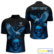 Load image into Gallery viewer, Custom Blue Skull Eagle Dartboard Darts Shirt For Men Personalized Dart Team Jersey  NYN1277