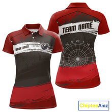 Load image into Gallery viewer, Custom Grunge Black And Red Dripping Dartboard Dart Team Women Polo Shirt NYN1547