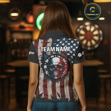 Load image into Gallery viewer, Colorful Skull Grunge Dartboard US Flag Dart Women Polo Shirt, Patriotic Dart Jerseys NYN1556