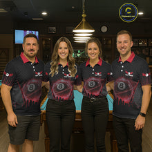 Load image into Gallery viewer, Black &amp; Red Flaming 8 Ball Light Women's Billiard Shirts Personalized Billiard Team Attire NYN2329