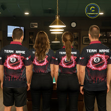 Load image into Gallery viewer, Black &amp; Red Flaming 8 Ball Light Women's Billiard Shirts Personalized Billiard Team Attire NYN2329