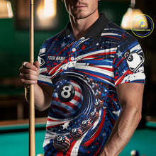 Load image into Gallery viewer, Custom US Flag Pool 8 Ball Billiard Shirt For Men Personalized Patriotic Ball Billiard Attire NYN2591
