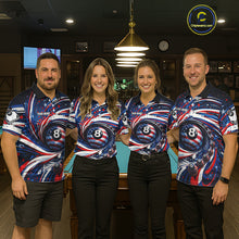 Load image into Gallery viewer, Custom US Flag Pool 8 Ball Billiard Shirt For Men Personalized Patriotic Ball Billiard Attire NYN2591