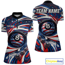 Load image into Gallery viewer, Custom US Flag Pool 8 Ball Billiard Shirt For Women Personalized Patriotic Ball Billiard Attire NYN2591