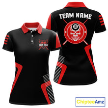 Load image into Gallery viewer, Black &amp; Red Skull Pool 8 Ball Women Billiard Polo &amp; 1/4-Zip Shirt Personalized Ball Billiard Attire NYN2593