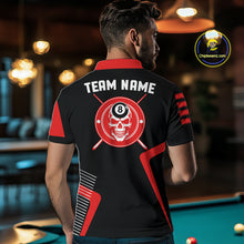 Load image into Gallery viewer, Black &amp; Red Skull Pool 8 Ball Men Billiard Polo &amp; 1/4-Zip Shirt Personalized Ball Billiard Attire NYN2593