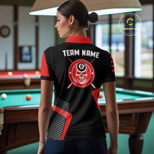 Load image into Gallery viewer, Black &amp; Red Skull Pool 8 Ball Women Billiard Polo &amp; 1/4-Zip Shirt Personalized Ball Billiard Attire NYN2593