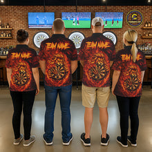 Load image into Gallery viewer, Lion Fire Flame Dartboard &amp; Arrow Women Darts Polo Shirt Personalized Red Grunge Darts Jerseys NYN2599