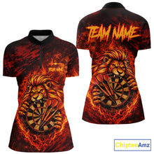 Load image into Gallery viewer, Lion Fire Flame Dartboard &amp; Arrow Women Darts 1/4-Zip Shirt Personalized Red Grunge Darts Jerseys NYN2599