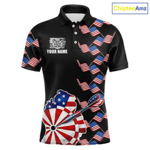 Load image into Gallery viewer, Custom American Flag Pattern Dartboard Darts Polo Shirts For Men Patriotic Darts Team Jerseys NYN2756