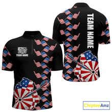 Load image into Gallery viewer, Custom American Flag Pattern Dartboard Darts Quarter-Zip Shirts For Men Patriotic Darts Team Jerseys NYN2756