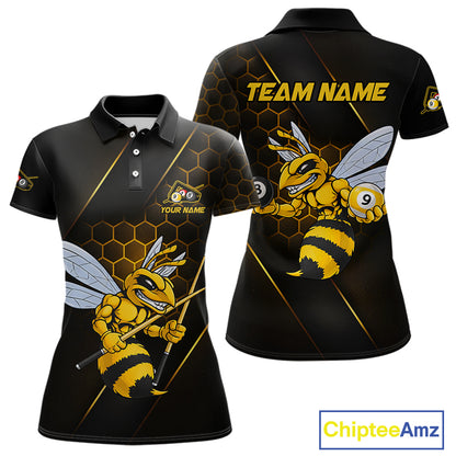Yellow Hexagon Funny Bee 8 Ball & 9 Ball Pool Billiard Jerseys For Women Custom Billiard Team Appeal NYN2758