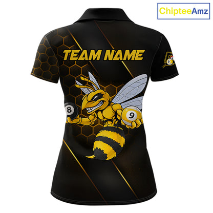 Yellow Hexagon Funny Bee 8 Ball & 9 Ball Pool Billiard Jerseys For Women Custom Billiard Team Appeal NYN2758