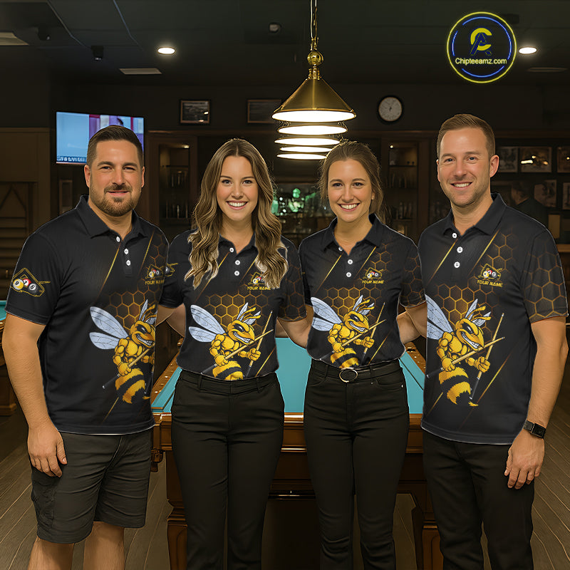 Yellow Hexagon Funny Bee 8 Ball & 9 Ball Pool Billiard Jerseys For Women Custom Billiard Team Appeal NYN2758